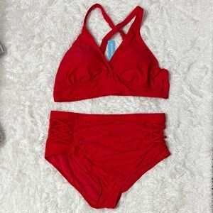 NWT Yonique Red 2 Piece Bikini Set 20W